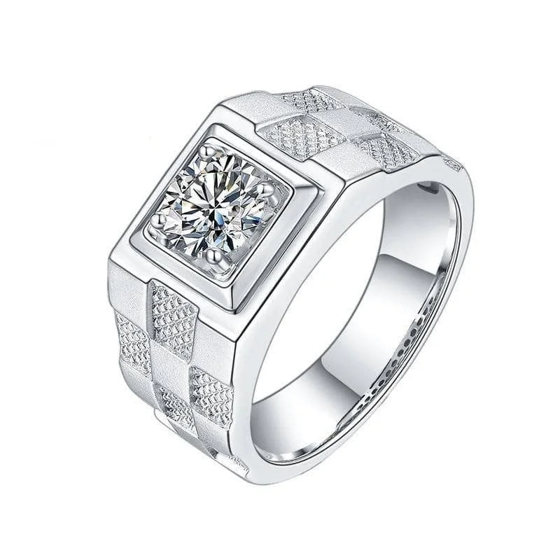 Women's sun rings-1.0Ct 6.5mm D Color Diamond Men's Ring