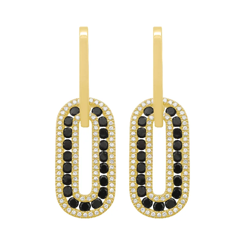 Women's family earrings-14K GOLD DIAMOND BLACK DIAMOND LILAH EARRINGS