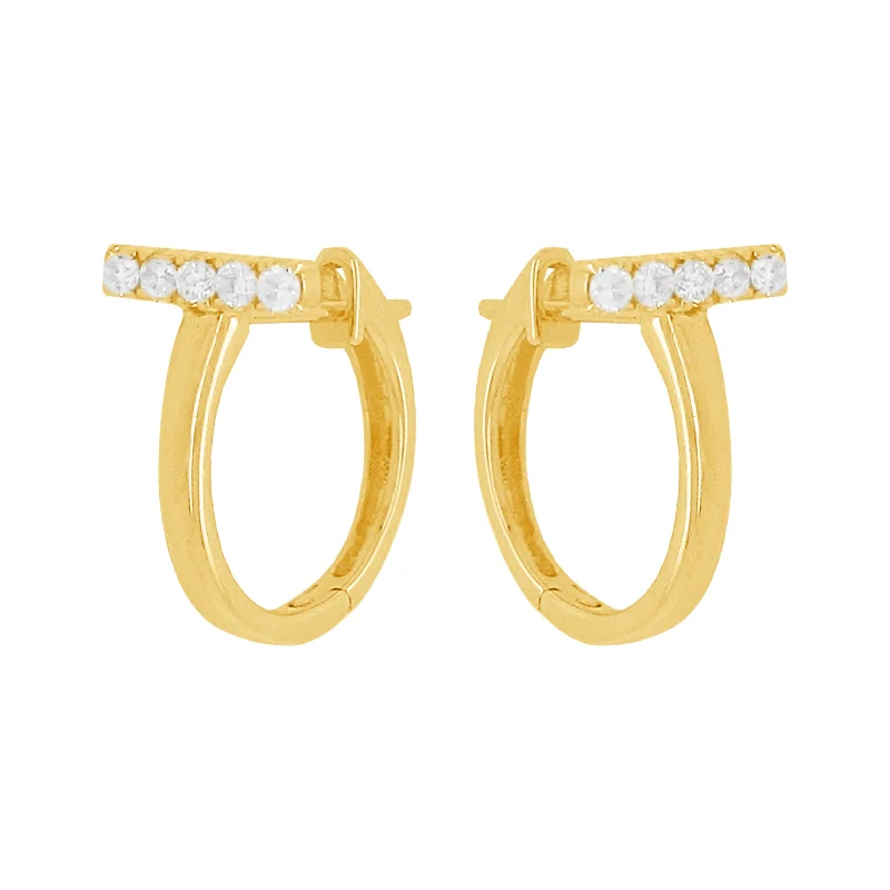 Women's holiday earrings-14K GOLD DIAMOND LARGE MARA HUGGIES