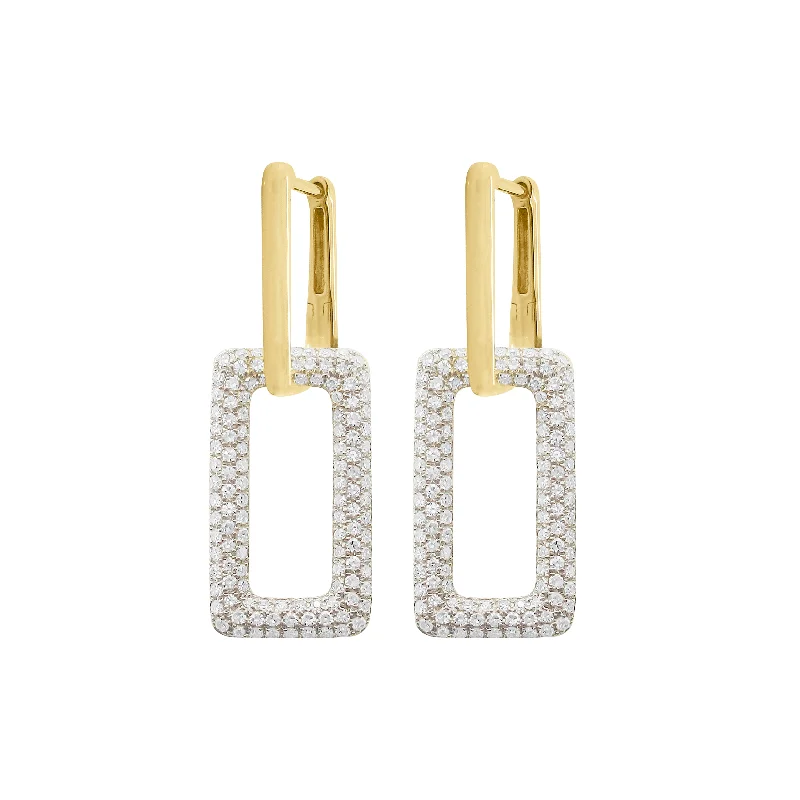 Designer women's earrings-14K GOLD DIAMOND SHEVY EARRINGS