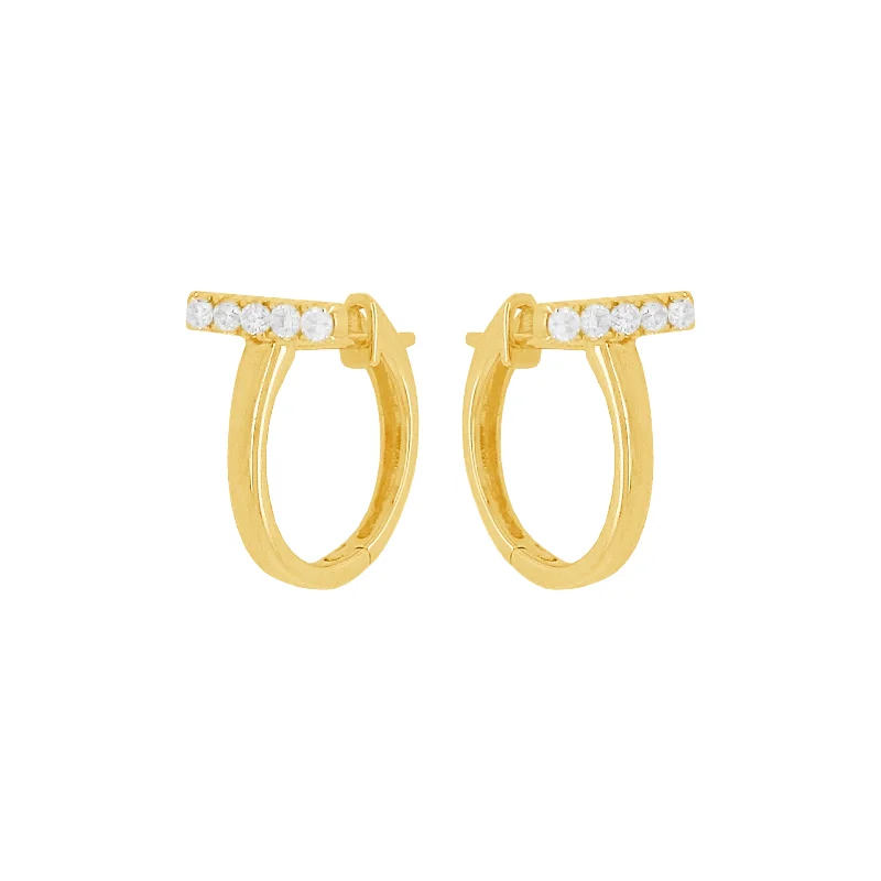 Women's ethical earrings-14K GOLD DIAMOND SMALL MARA HUGGIES