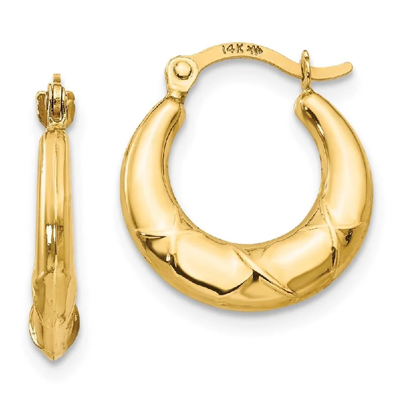 Luxury women's earrings-Madi K Kid's 14k  Hollow X Hoop Earrings