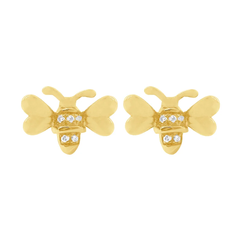 Women's ethical earrings-14K GOLD DIAMOND BAILEY BEE STUDS