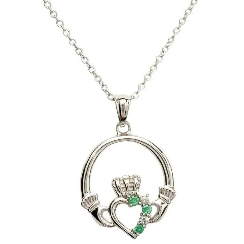 Women's healing crystal necklaces-Shanore : Claddagh Part Set Silver Necklace