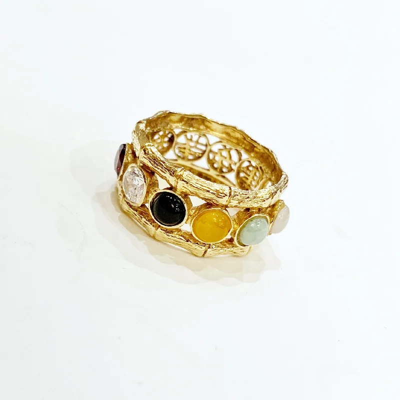 Women's pearl rings-Estate Collection Ring - Jade and Multi Gem