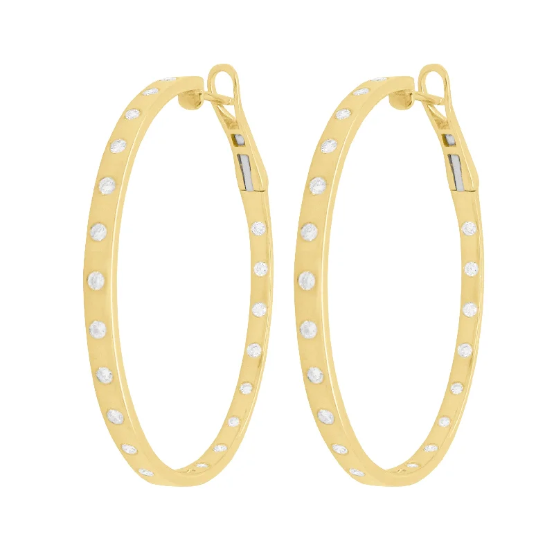 Women's geometric earrings-14K GOLD DIAMOND CAMILLE HOOPS