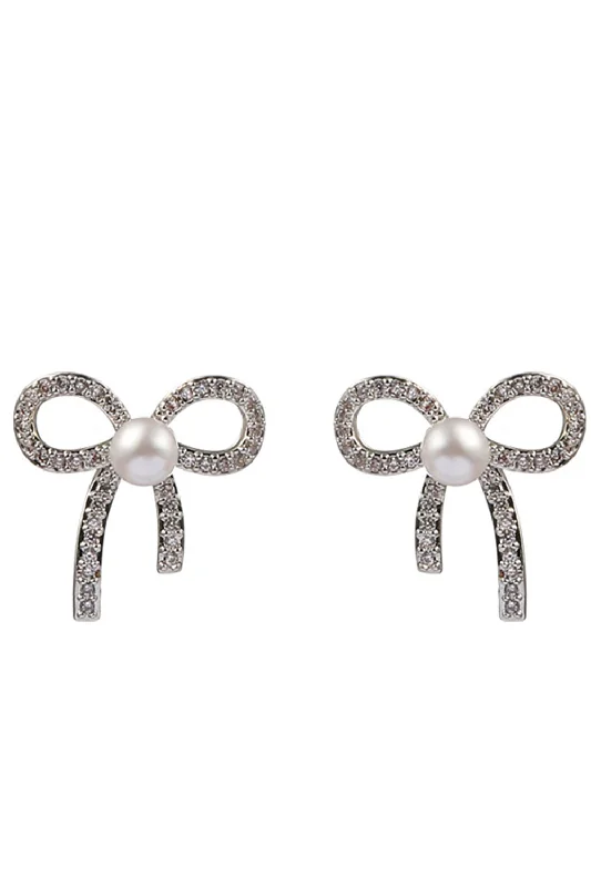 Women's eternity rings-Beading Bows Pearl Earring