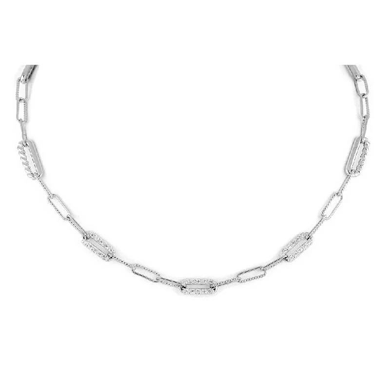 Women's luxury brand necklaces-John Medeiros : Diamante Three Station Pavé Necklace in Rhodium