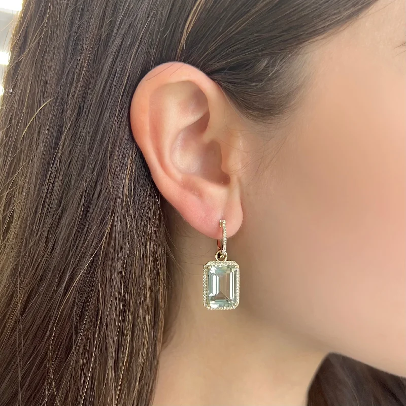 Women's travel earrings-14K GOLD DIAMOND GREEN AMETHYST KIMMY EARRINGS