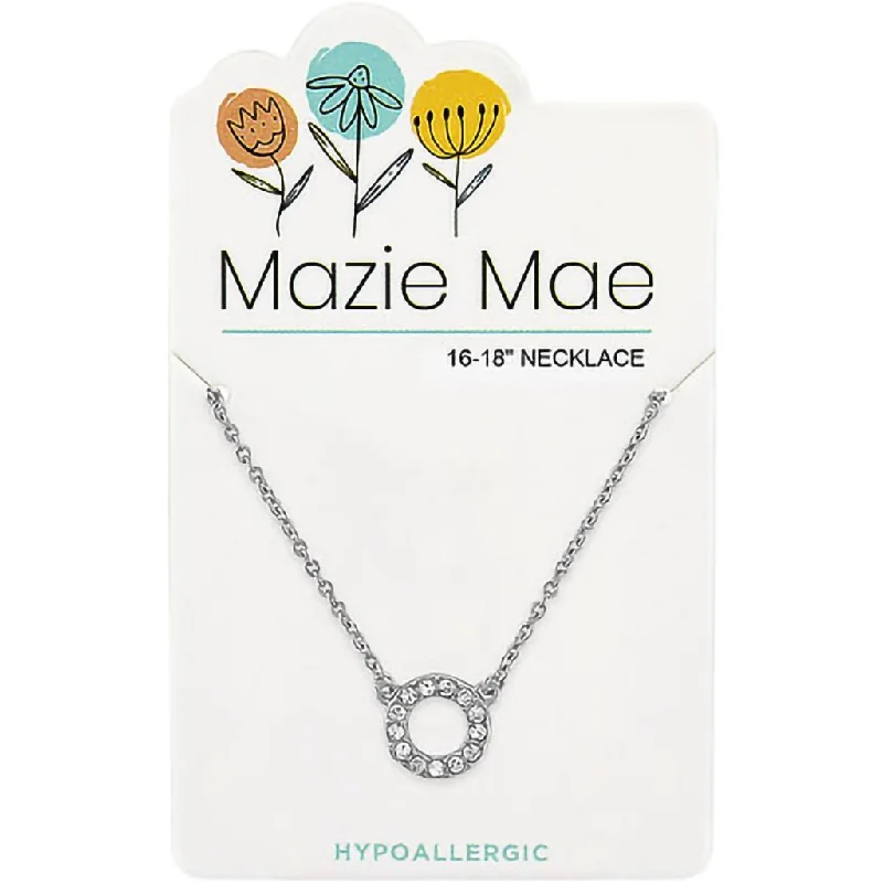 Women's photo necklaces-Center Court: Silver CZ Open Circle Mazie Mae Necklace