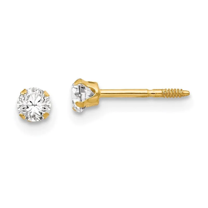 Women's astrology earrings-Madi K Kid's 14k  3mm CZ Earrings