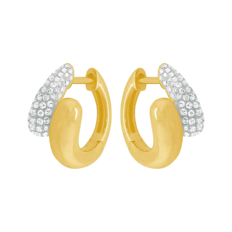 Women's diamond earrings-14K GOLD DIAMOND BAILEY HUGGIES