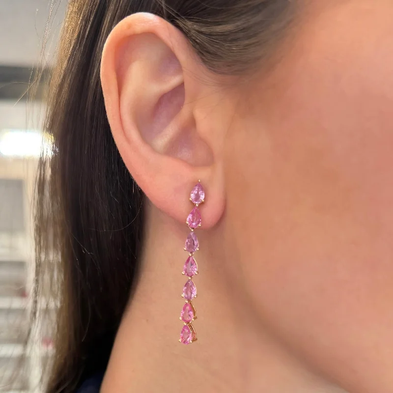 Women's star earrings-14K GOLD PINK SAPPHIRE GLINDA EARRINGS