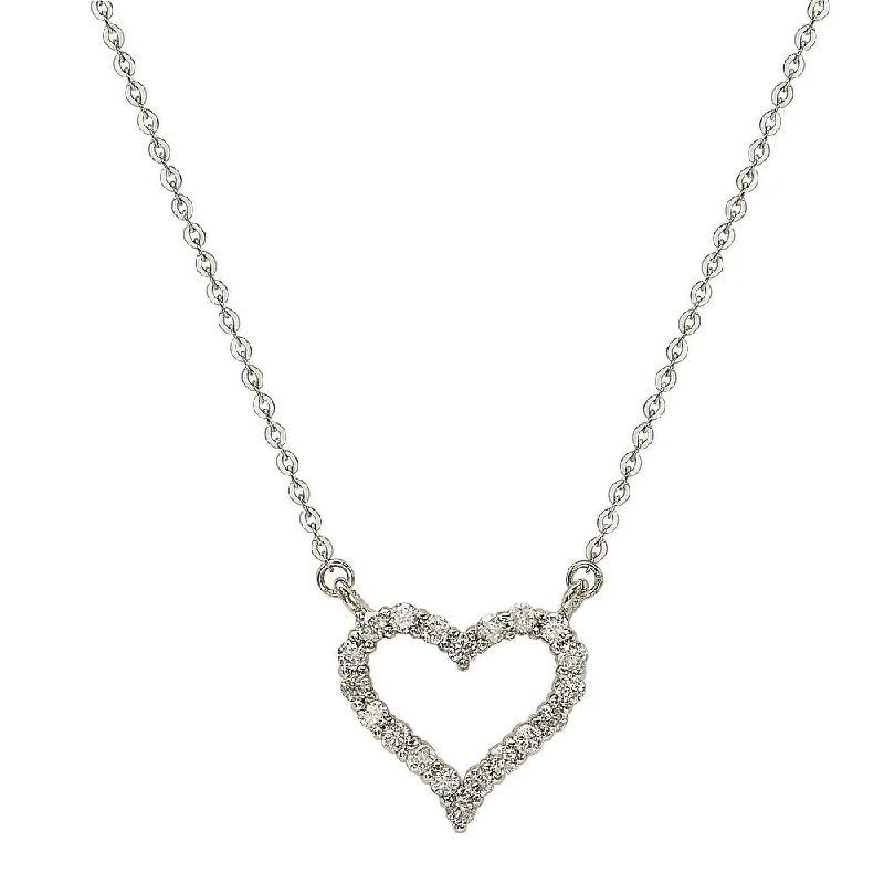 Women's bohemian necklaces-Suzy Levian 14K White Gold 0.25 ctw Diamond Heart Necklace