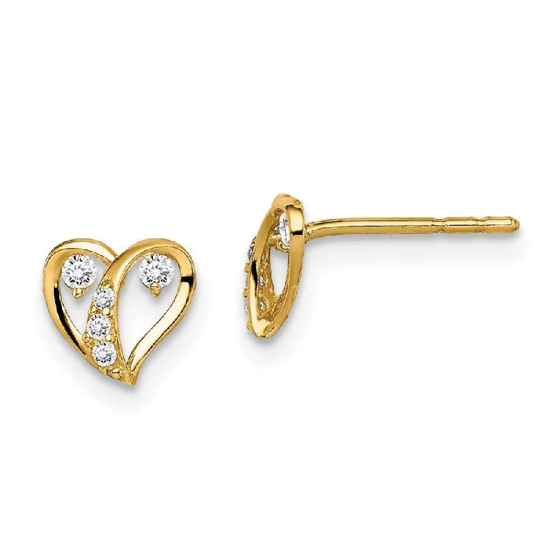 Affordable women's earrings-Madi K Kid's 14k  CZ Accent Open Heart Post Earrings