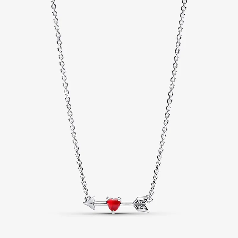 Women's geometric necklaces-PANDORA : Arrow & Murano Glass Heart Necklace