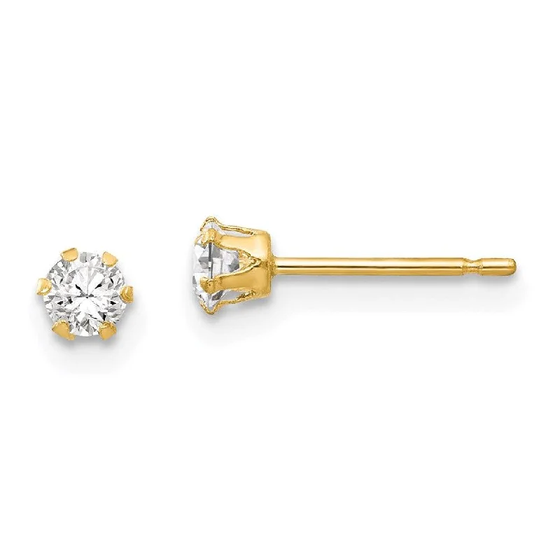 Minimalist women's earrings-Madi K Kid's 14k  CZ Stud Post Earrings