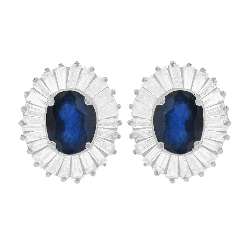 Women's drop earrings-14K GOLD DIAMOND SAPPHIRE MARA STUDS