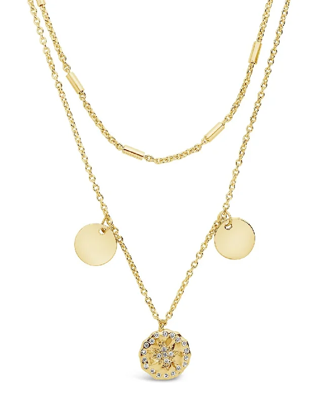 Women's fingerprint necklaces-Polaris Layered Charm Necklace [Gold]