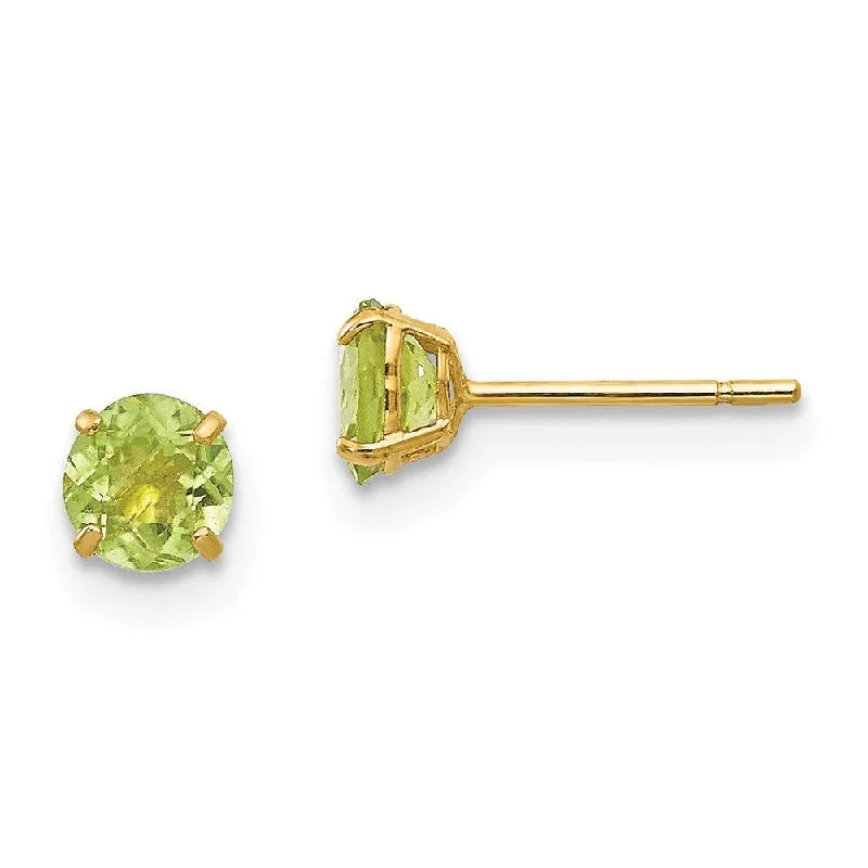 Women's symbolic earrings-Madi K Kid's 14k  Round Peridot 4mm Post Earrings