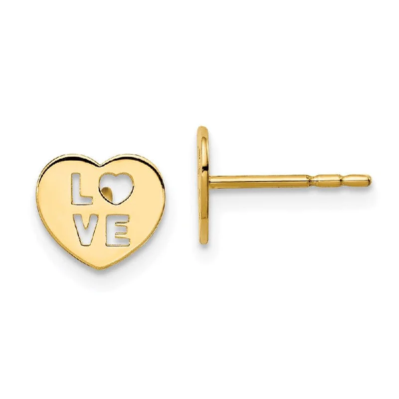 Women's formal earrings-Madi K Kid's 14k  Love Heart Post Earrings