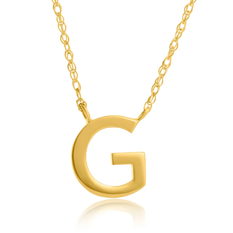 Women's birthstone necklaces-14k Yellow Gold Initial Pendant