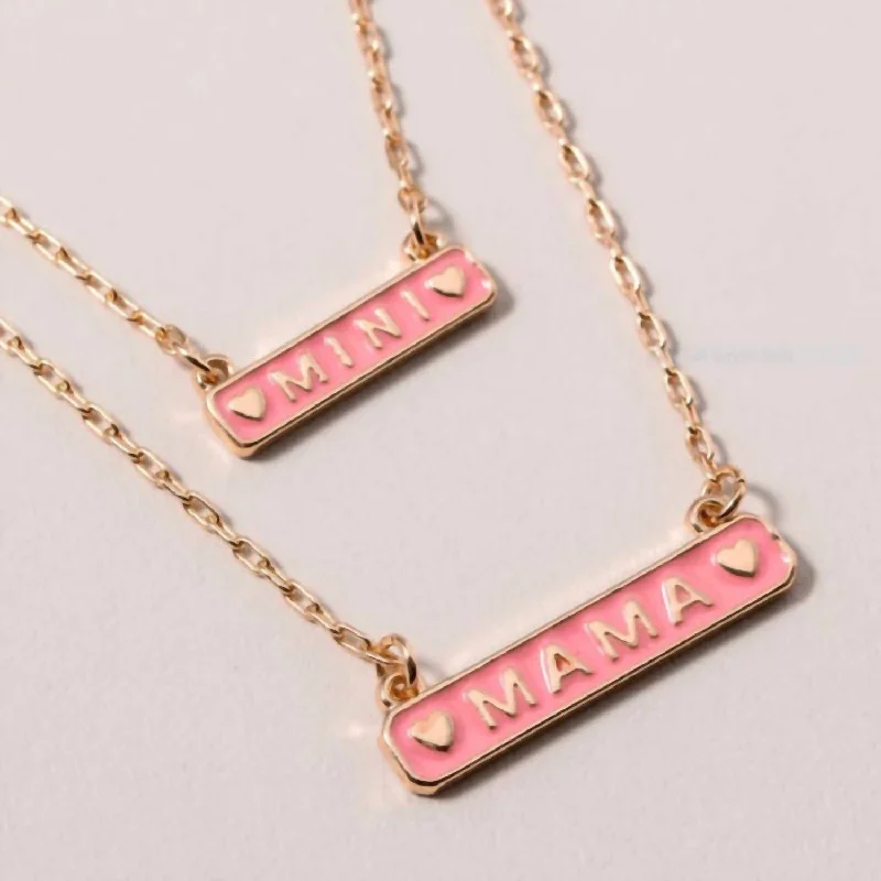 Women's alloy necklaces-Mama And Mini Necklace Set In Pink