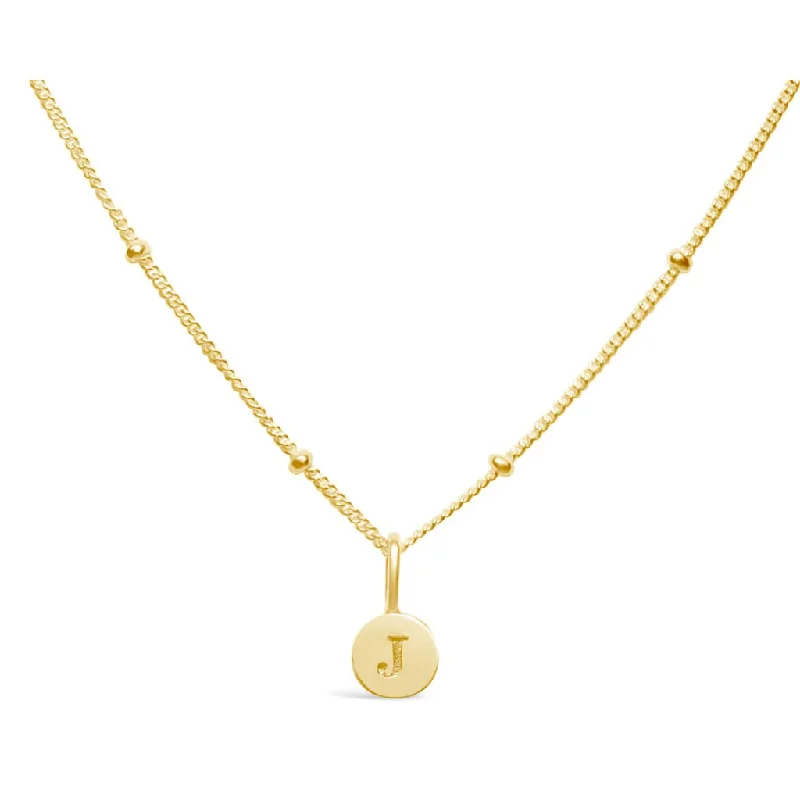 Women's sapphire necklaces-Stia : Love Letter "J" Mini Disk Necklace in Gold