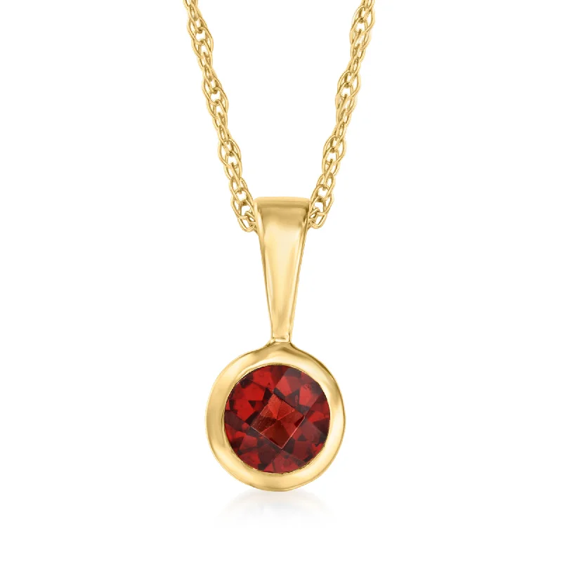 Women's pendant necklaces-Ross-Simons Garnet Pendant Necklace in 14kt Yellow Gold. 16 inches