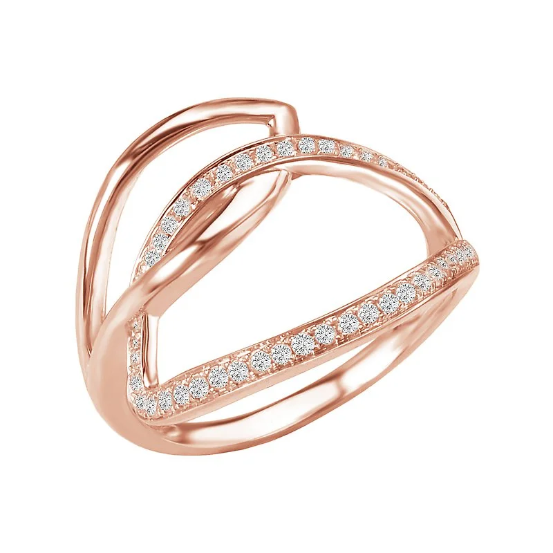 Women's charm rings-Diamond Leaf Ring