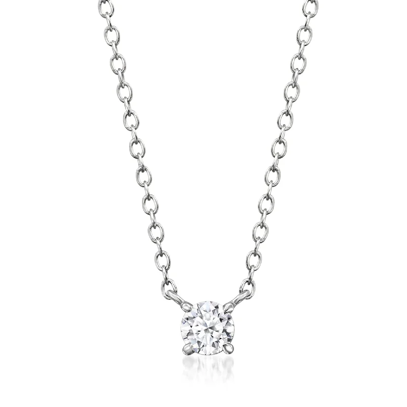 Women's statement necklaces-Ross-Simons Lab-Grown Diamond Solitaire Necklace in Sterling Silver