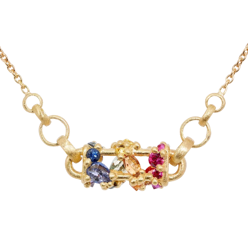 Women's art deco necklaces-Horizontal Rainbow Fontaine Necklace - 11031