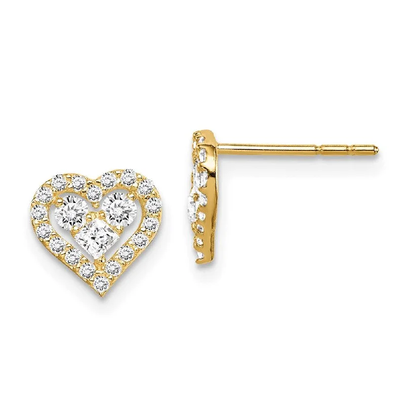 Luxury women's earrings-Madi K Kid's 14k  CZ Heart Post Earrings