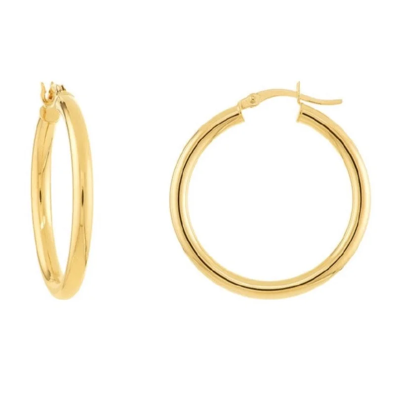 Women's silver-plated earrings-14K GOLD 3MM 1" HOOPS