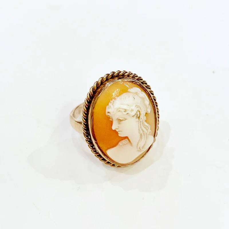 Women's sizeable rings-Estate Collection Ring - 10K Yellow Gold Antique Cameo