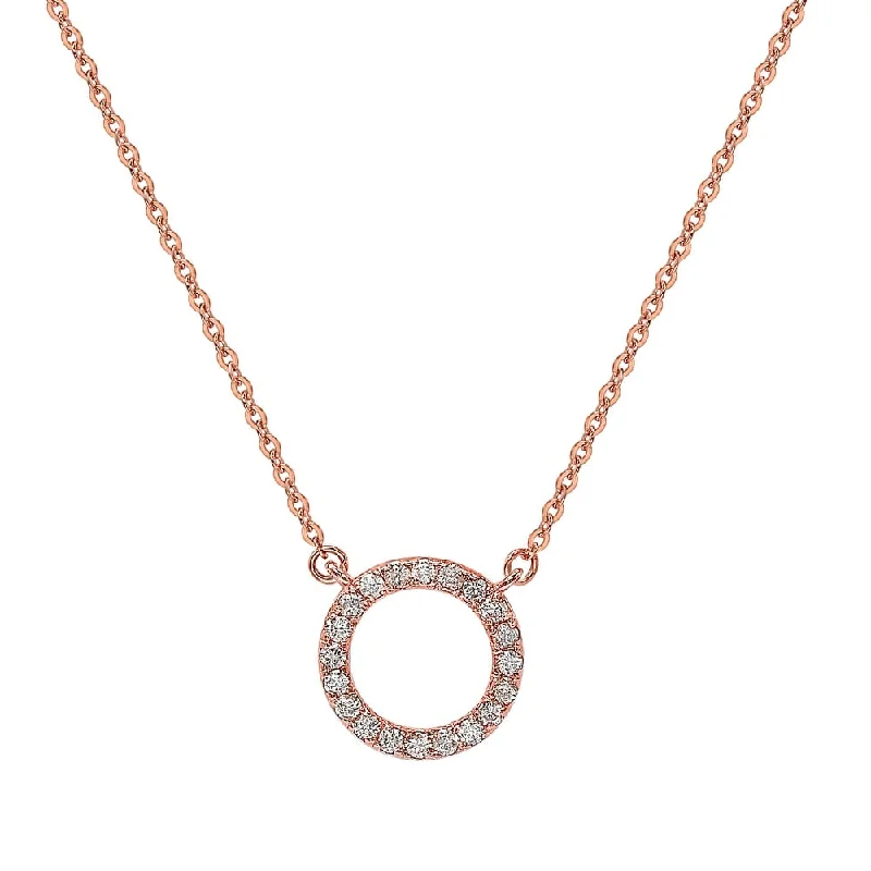 Women's evil eye necklaces-Suzy Levian 14K Rose Gold 0.25 ctw Diamond Circle Necklace