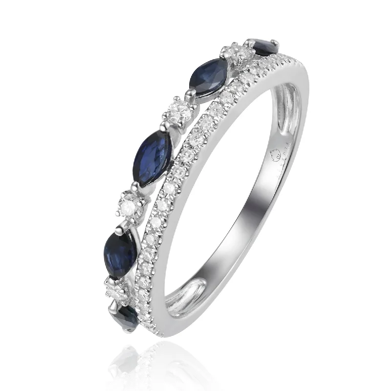 Women's moon phase rings-Sapphire Twin Ring