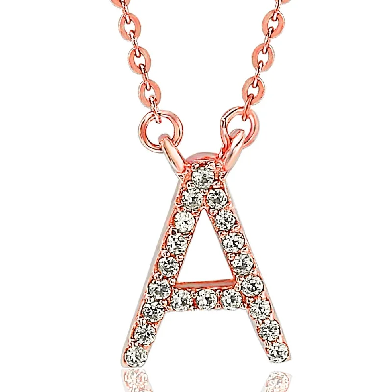 Handmade women's necklaces-Suzy Levian 14K Rose Gold 0.10 ctw Diamond Letter Initial Necklace