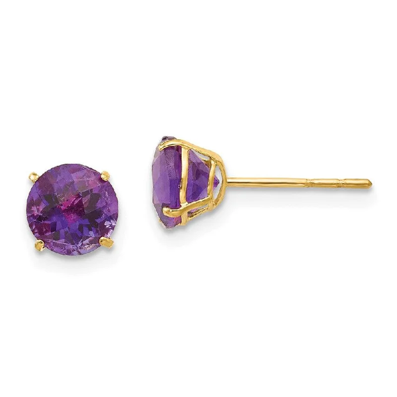 Women's exclusive earrings-Madi K Kid's 14k  Round Amethyst 6mm Post Earrings