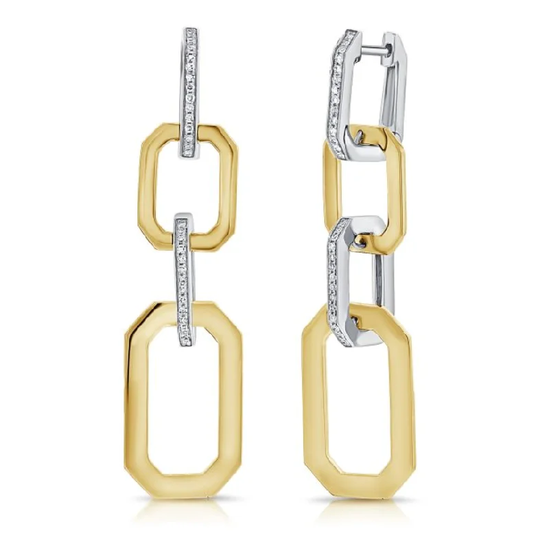 Women's luxury gift earrings-14K GOLD DIAMOND HARPER EARRINGS