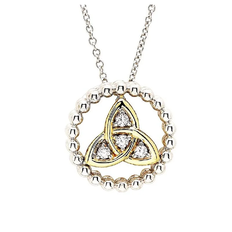 Women's religious necklaces-Shanore : Sterlin Silver CZ Trinity Knot Necklace with Gold Plate