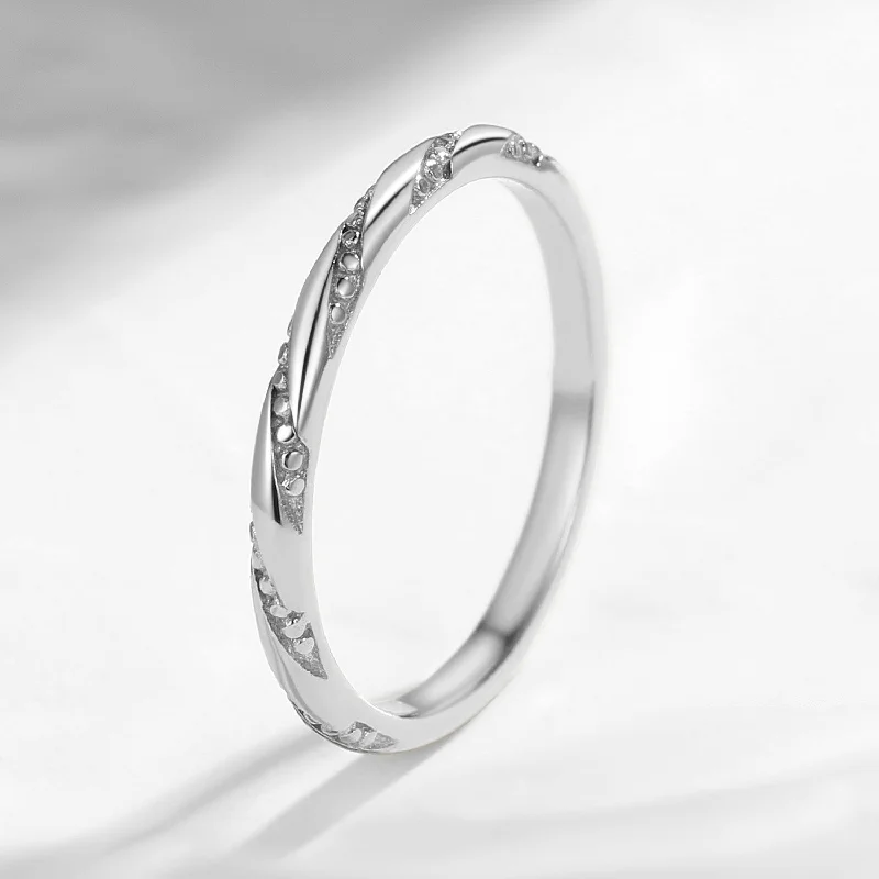 Women's crystal rings-Half Eternity Beaded Twist Stacking Ring