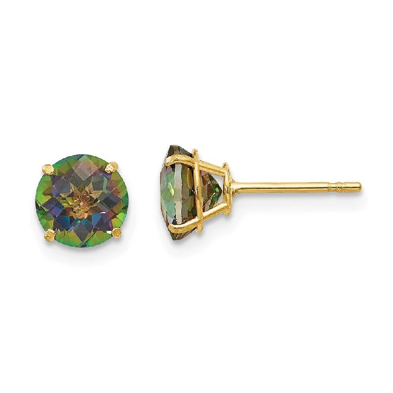 Women's charm earrings-Madi K Kid's 14k  Round Mystic Topaz 6mm Post Earrings