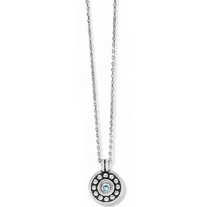 Women's Mother's Day necklaces-Brighton : Pebble Dot Medali Petite Reversible Necklace in Aqua (March)