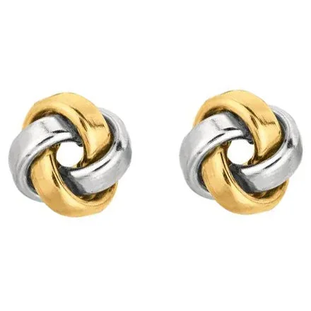 Women's charm earrings-14K TWO-TONE GOLD XL KNOT STUDS