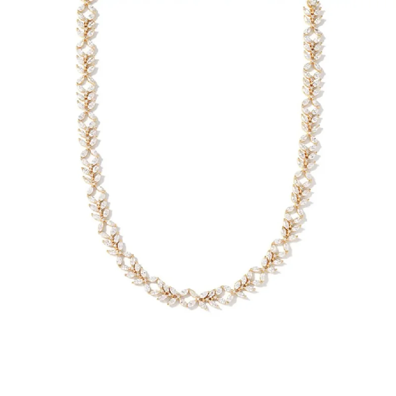 Women's beaded necklaces-Kendra Scott : Rosalie Gold Tennis Necklace in White Crystal - Gold