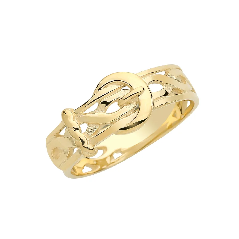 Women's gold-plated rings-9ct Yellow Gold Buckle Ring