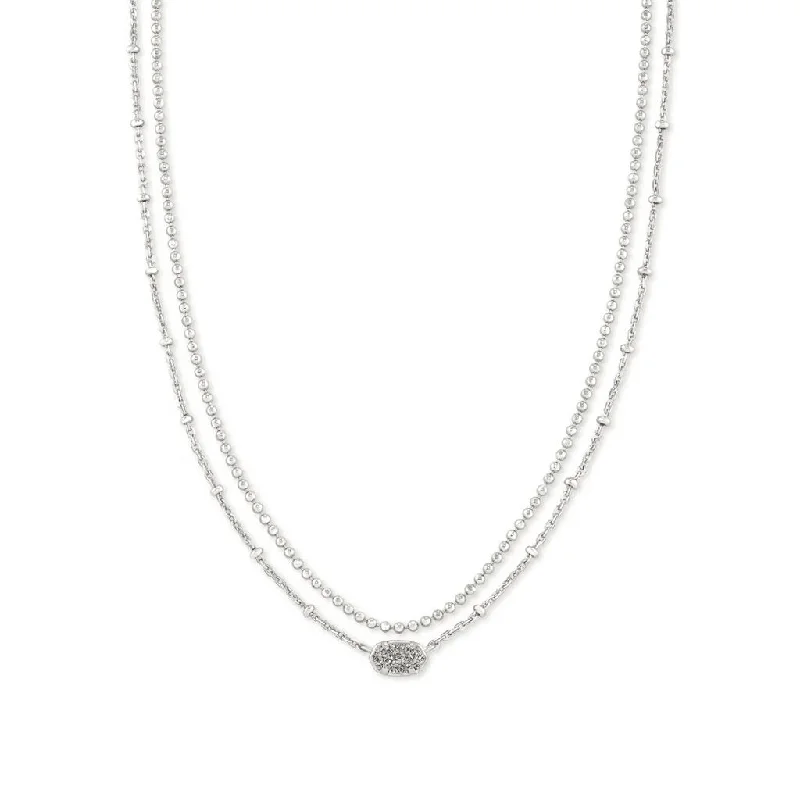 Women's Christmas necklaces-Kendra Scott : Emilie Rose Gold Multi Strand Necklace In Platinum Drusy