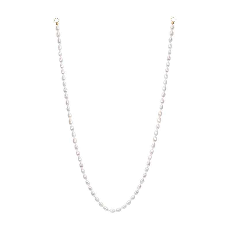 Women's silver necklaces-Petite White Oval Seed Pearl Strand - Made to Order