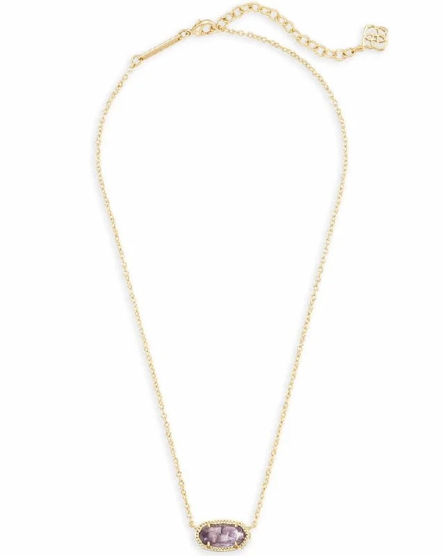 Women's healing crystal necklaces-Kendra Scott : Elisa Gold Pendant Necklace in Amethyst